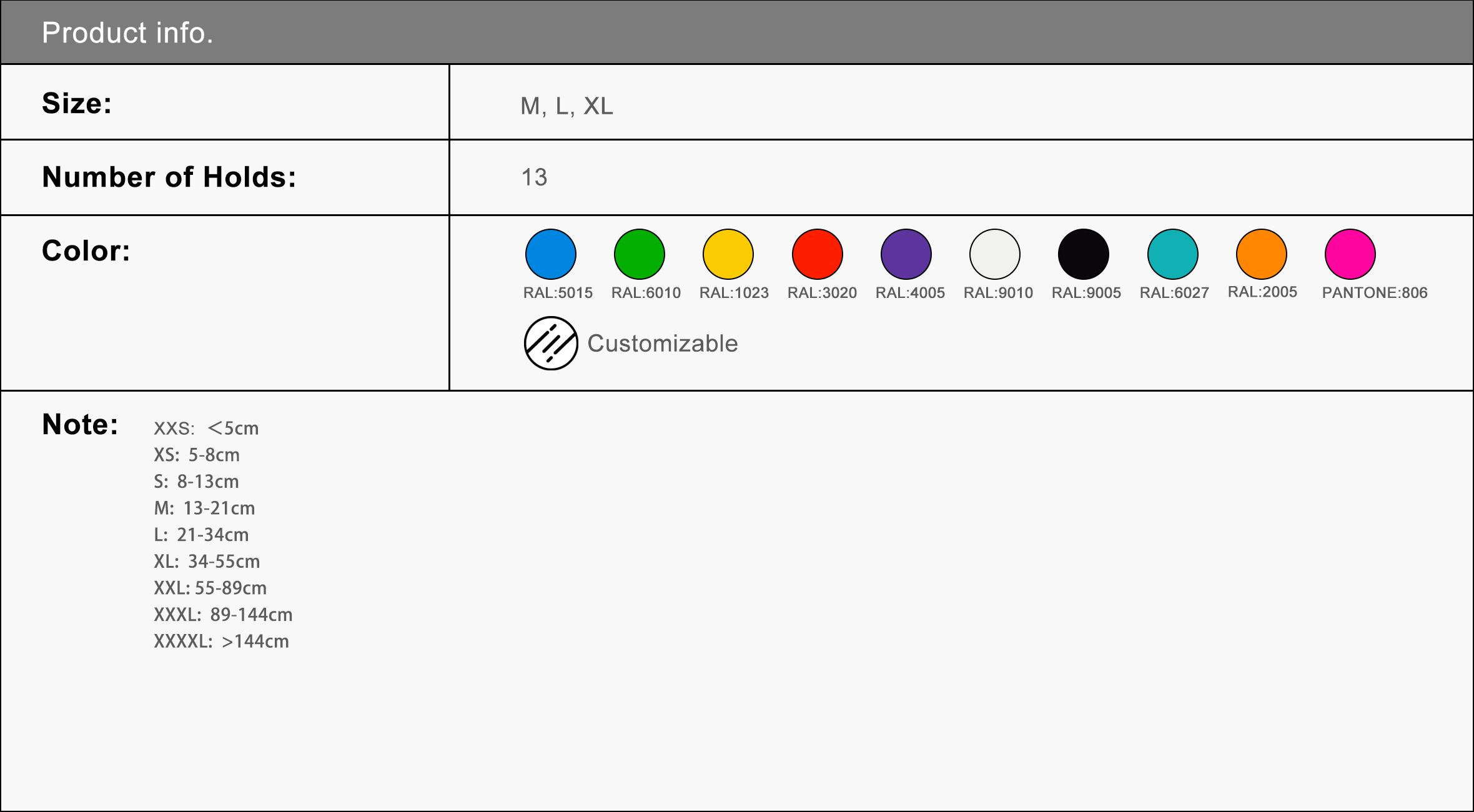 product info mlxl，13