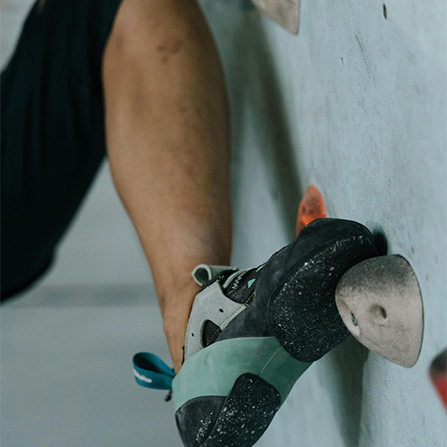 using feet